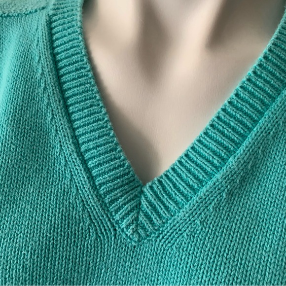 r e t r o :: Rad Vibrant Turquoise Cotton Ribbed Knit Sweater - Picture 2 of 10